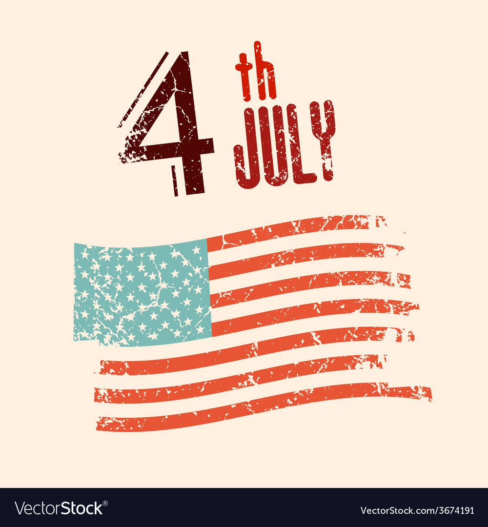 4 th july with grunge american flag Royalty Free Vector