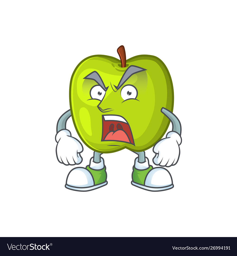 Angry granny smith green apple cartoon mascot Vector Image Angry granny smith green apple cartoon mascot Vector Image