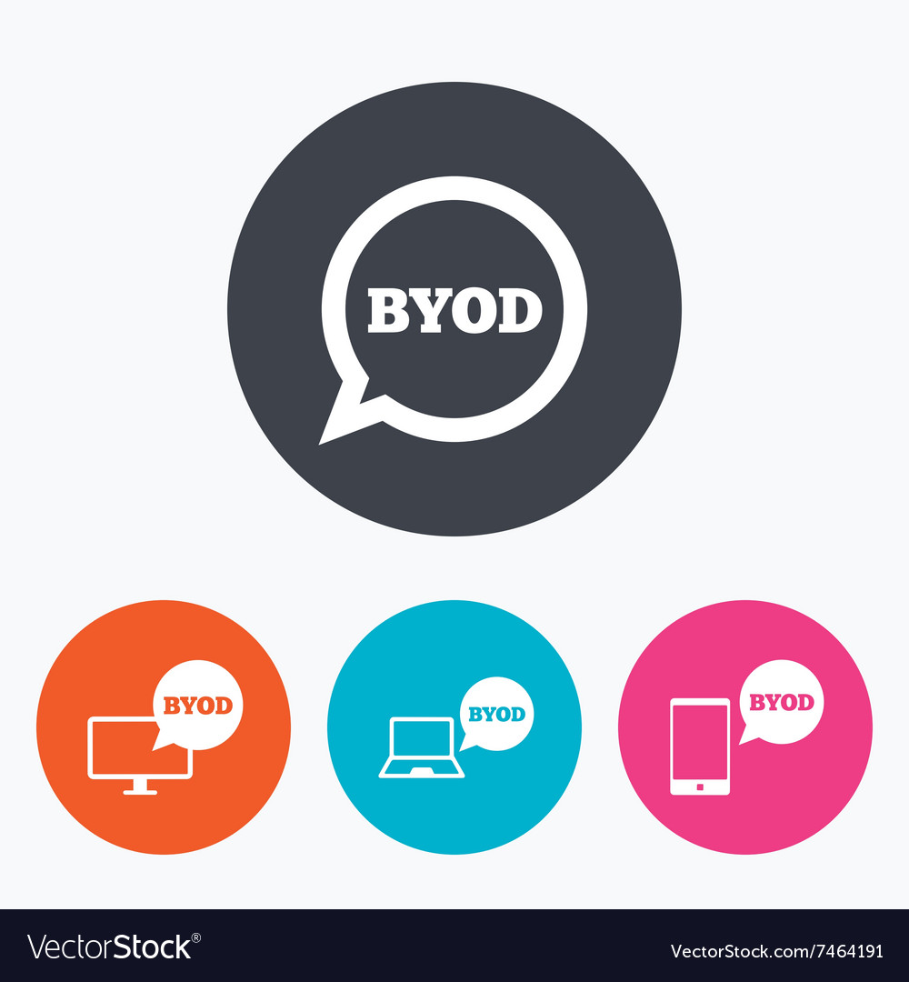 Byod signs notebook and smartphone icons Vector Image