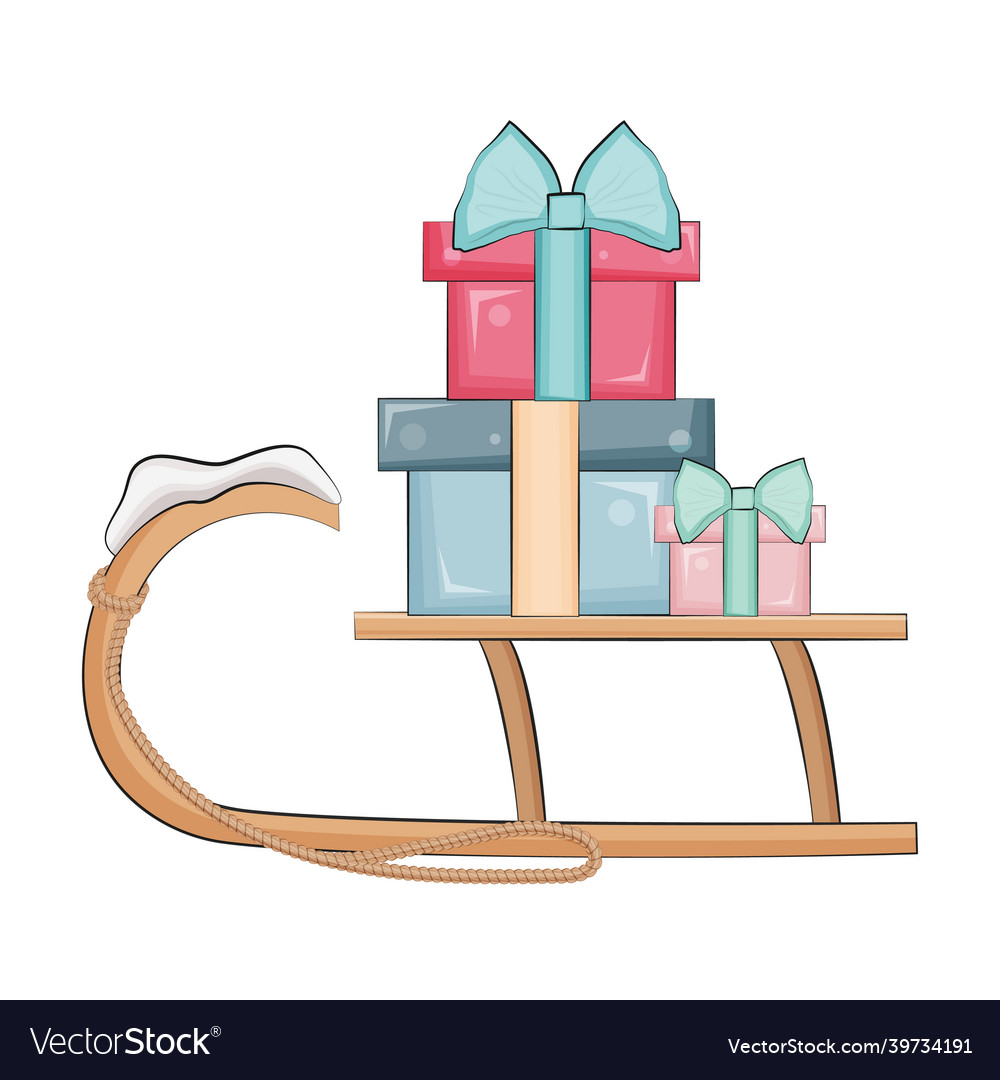 Colorful christmas gifts on sledge Royalty Free Vector Image