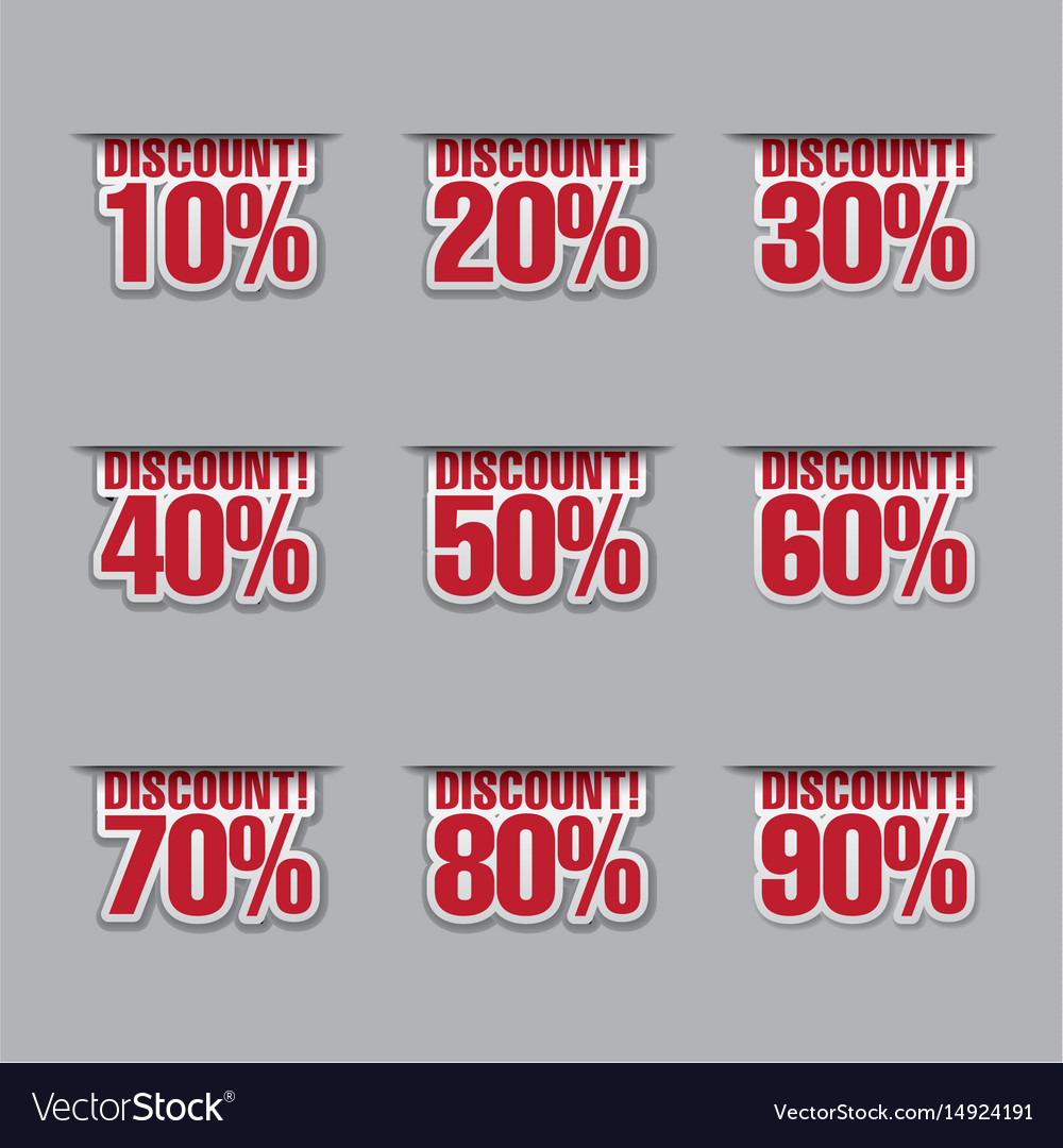 Discount labels with percents Royalty Free Vector Image