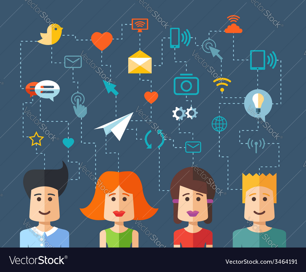 Isolated flat design people social network compo Vector Image