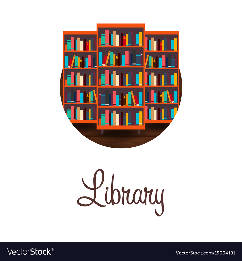 Library bookcase books and knowledge Royalty Free Vector