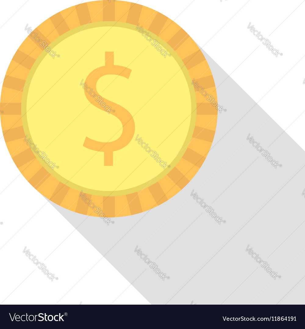 Simple dollar coin with long shadow