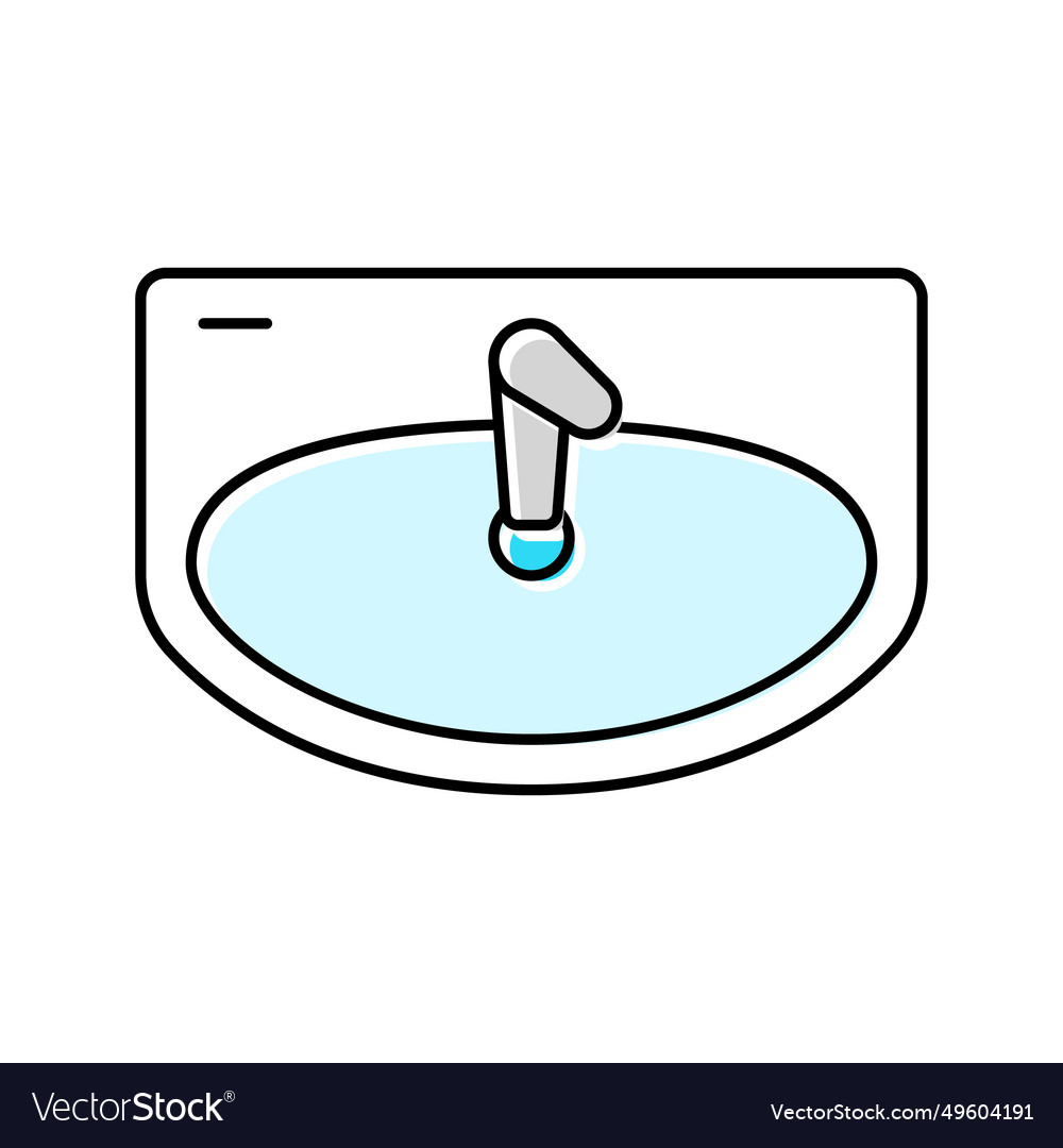 Sink top view color icon Royalty Free Vector Image