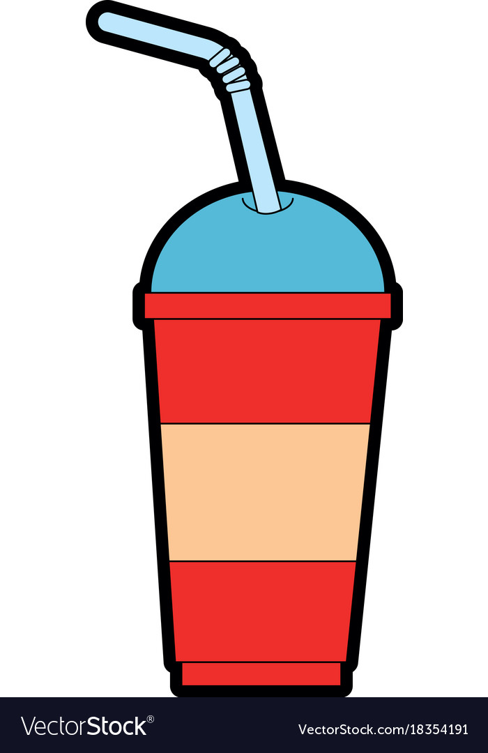 Soda in plastic cup and straw Royalty Free Vector Image