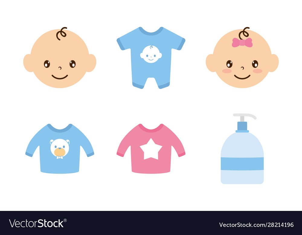 Bundle baby set icons Royalty Free Vector Image