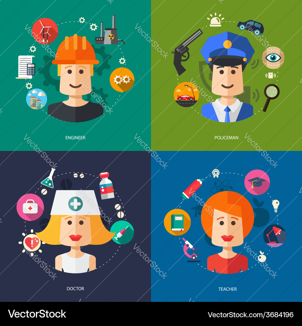 Flat design business with people professions Vector Image