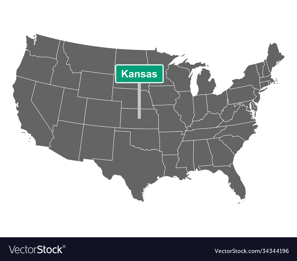 Kansas state limit sign and map usa Royalty Free Vector