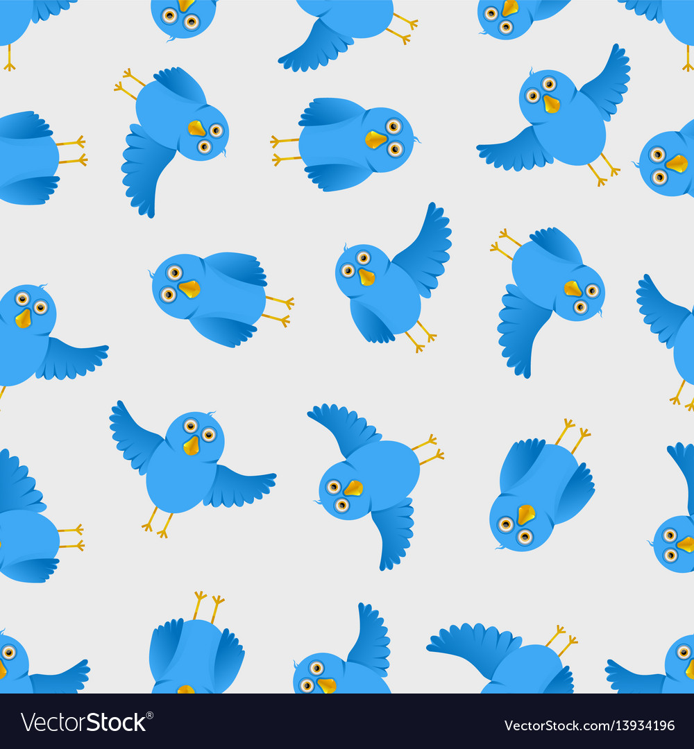Seamless blue bird pattern Royalty Free Vector Image