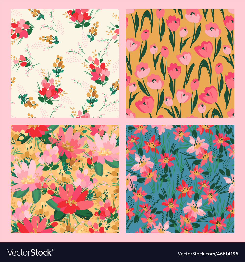 Set of lforal seamless patterns design