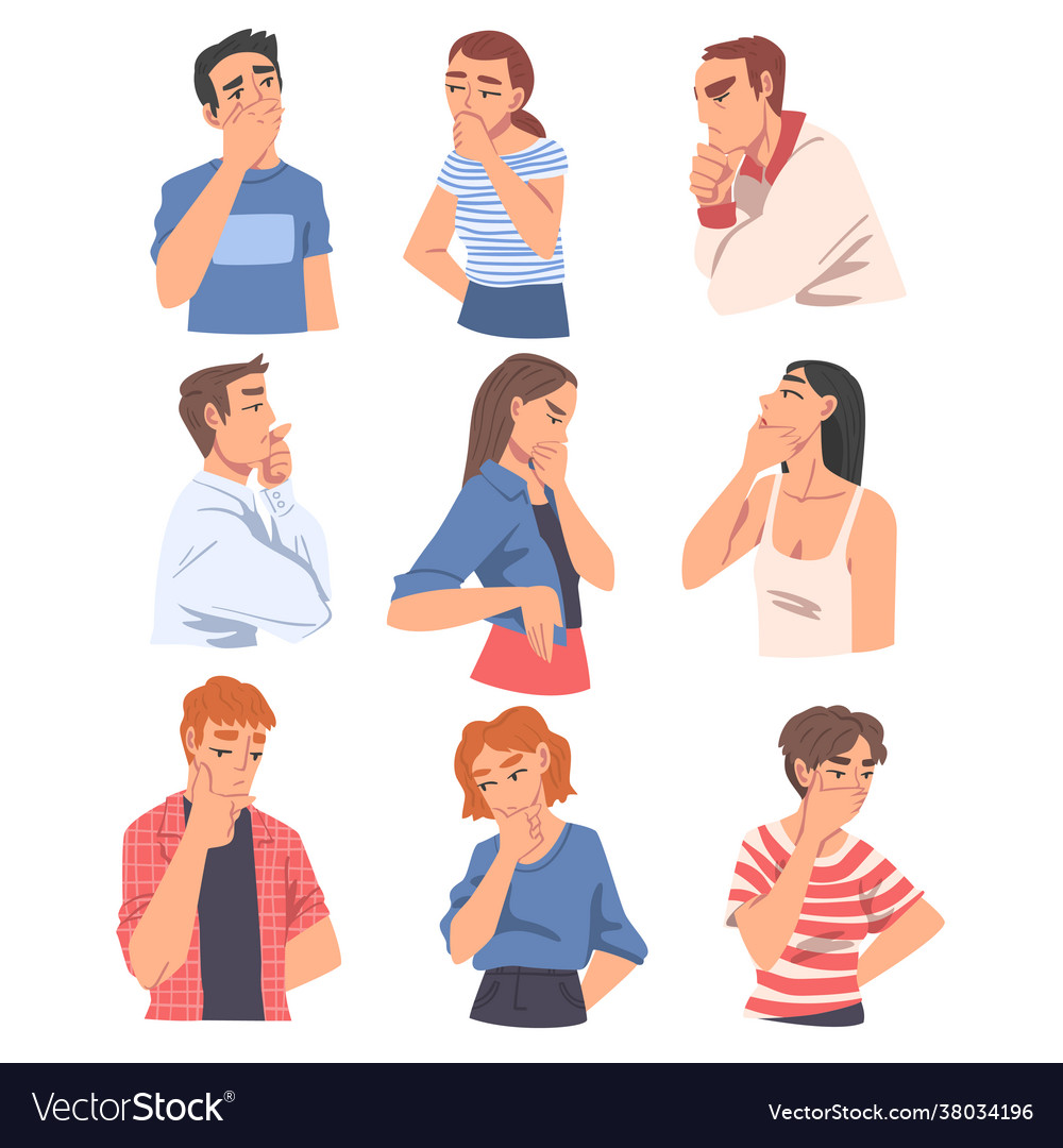 Young people thinking or solving problems set Vector Image