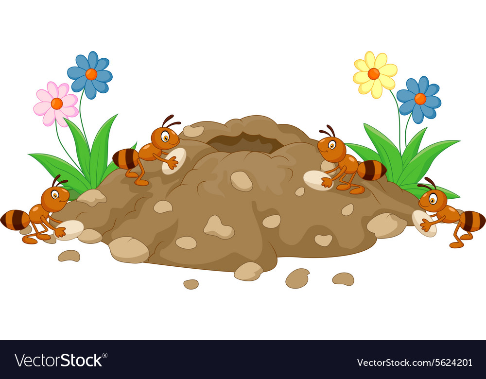 Anthill in the forest land Royalty Free Vector Image