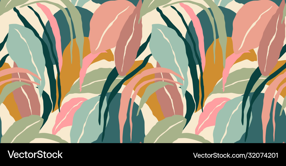 Artistic seamless pattern with abstract leaves Vector Image