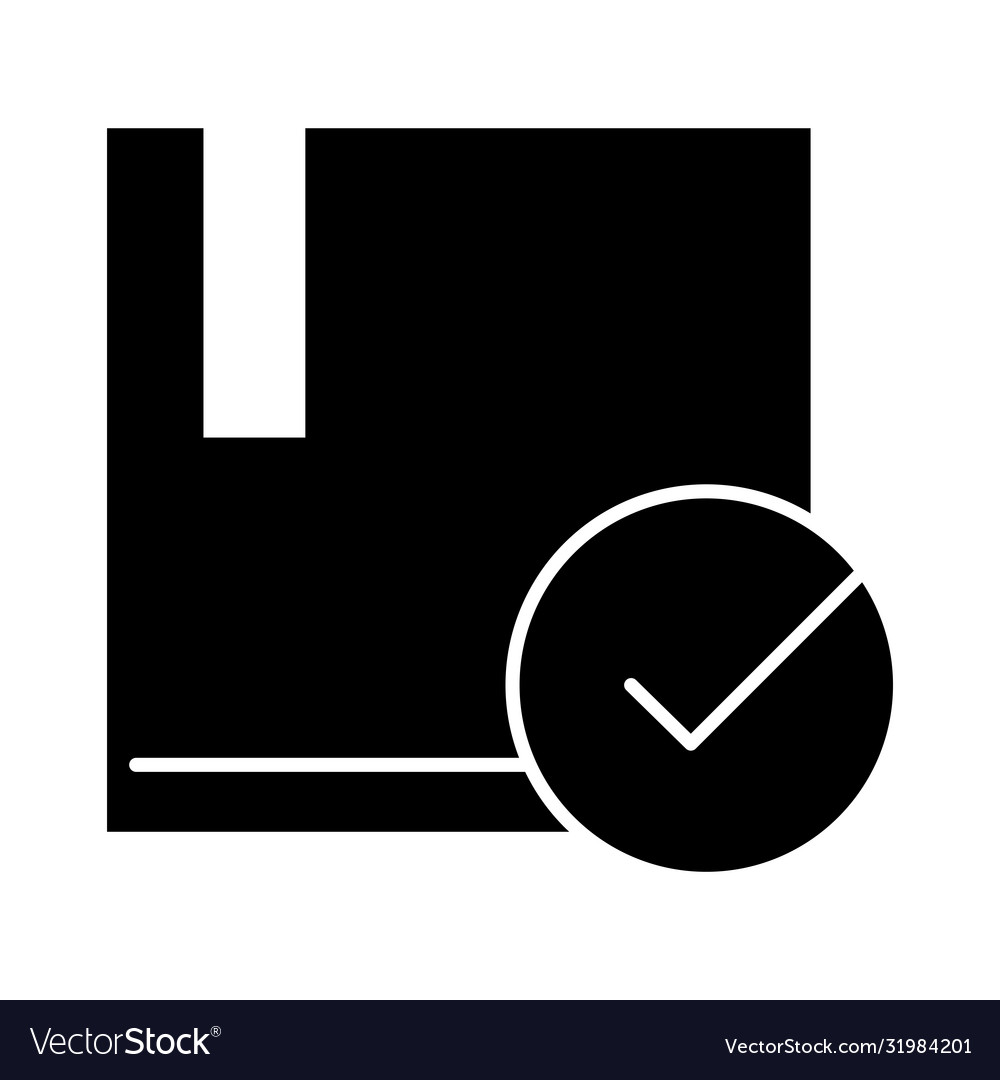 Delivery packaging cardboard box check mark cargo Vector Image