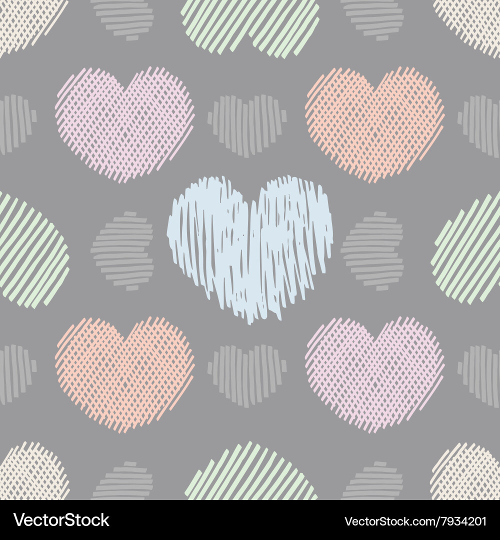 Doodle hearts seamless pattern Royalty Free Vector Image