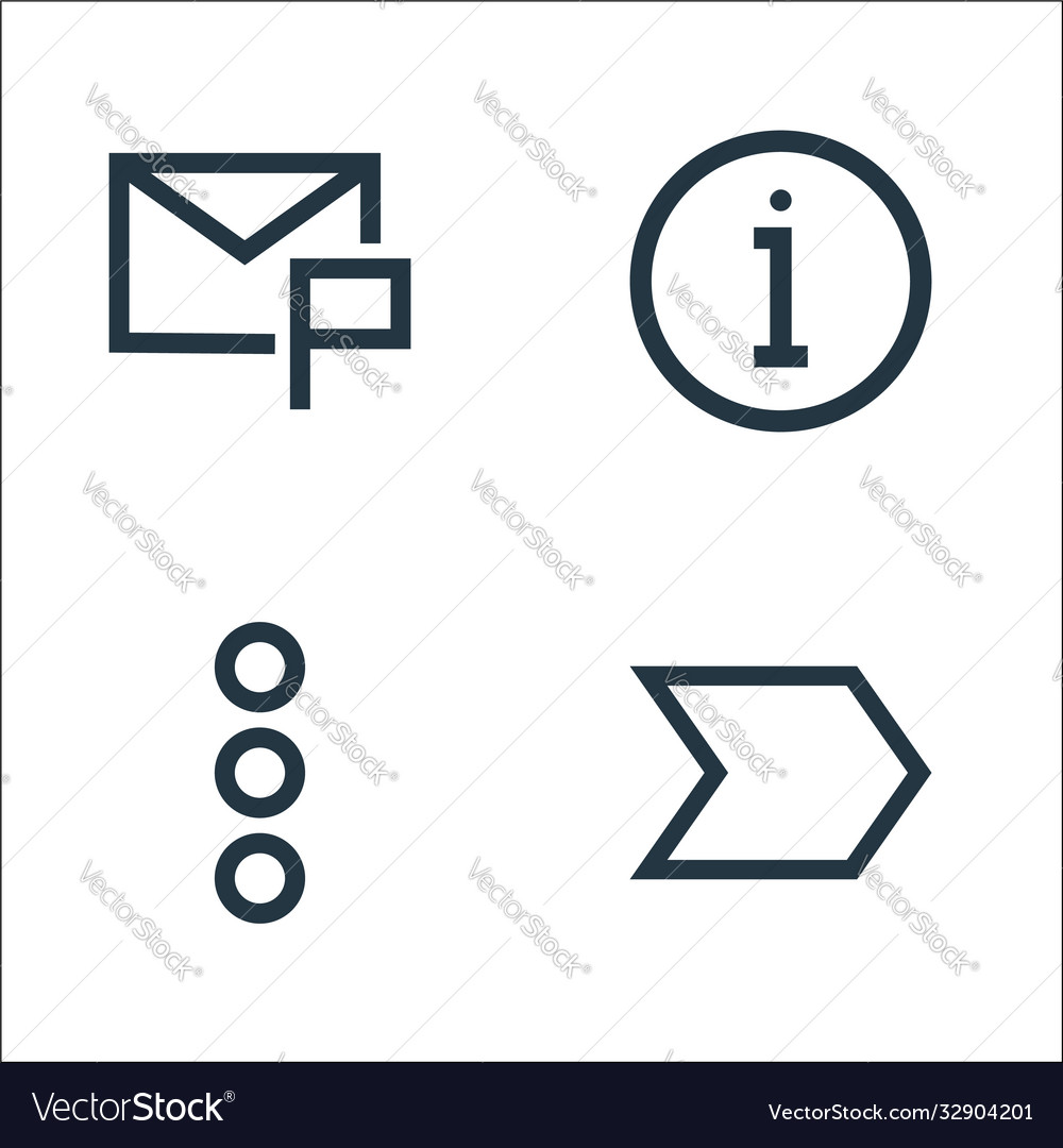 Email line icons linear set quality