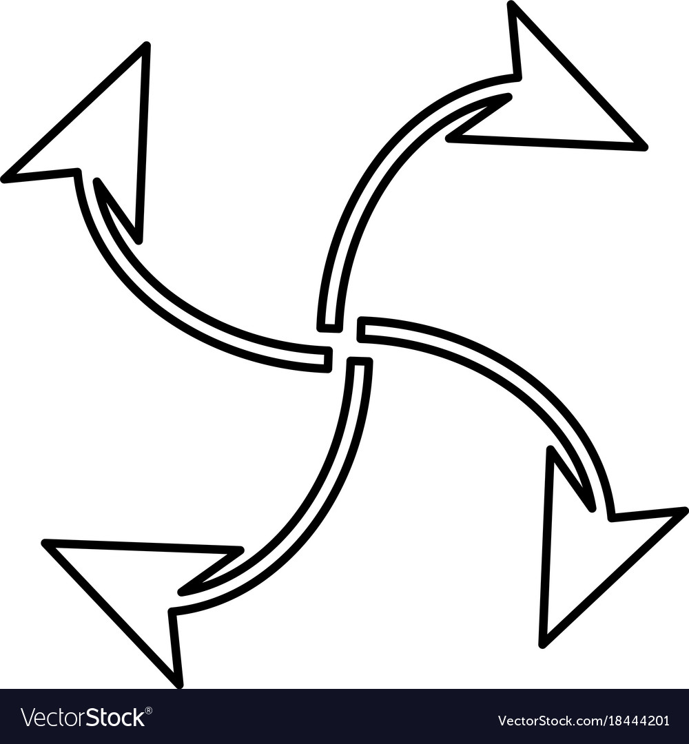 Four arrows in loop from center black icon