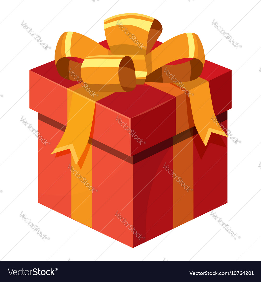 Gift box with ribbon and bow icon cartoon style Vector Image