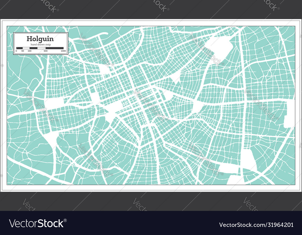 Holguin cuba city map in retro style outline map Vector Image