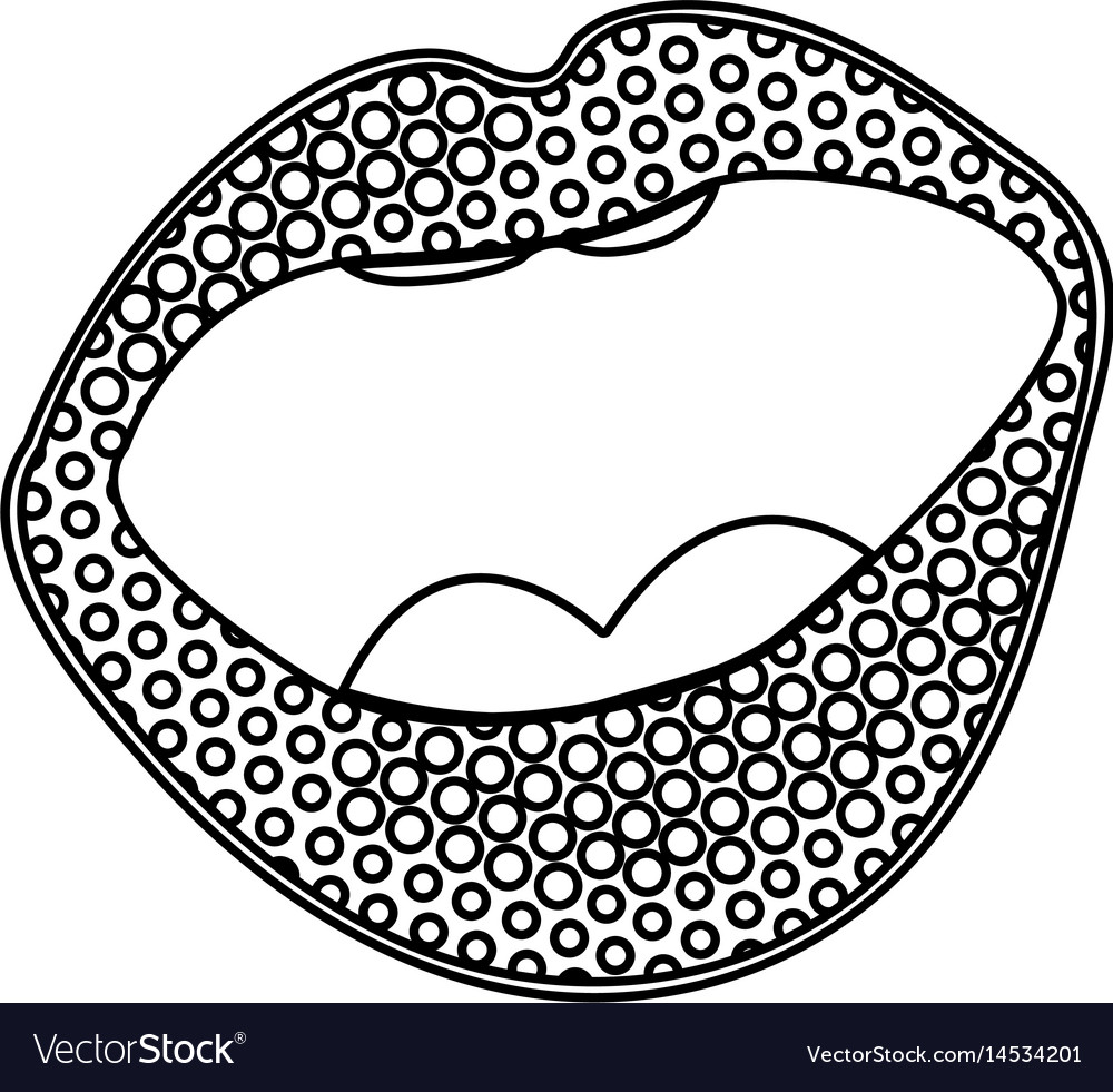 Download Monochrome silhouette open mouth with lips Vector Image