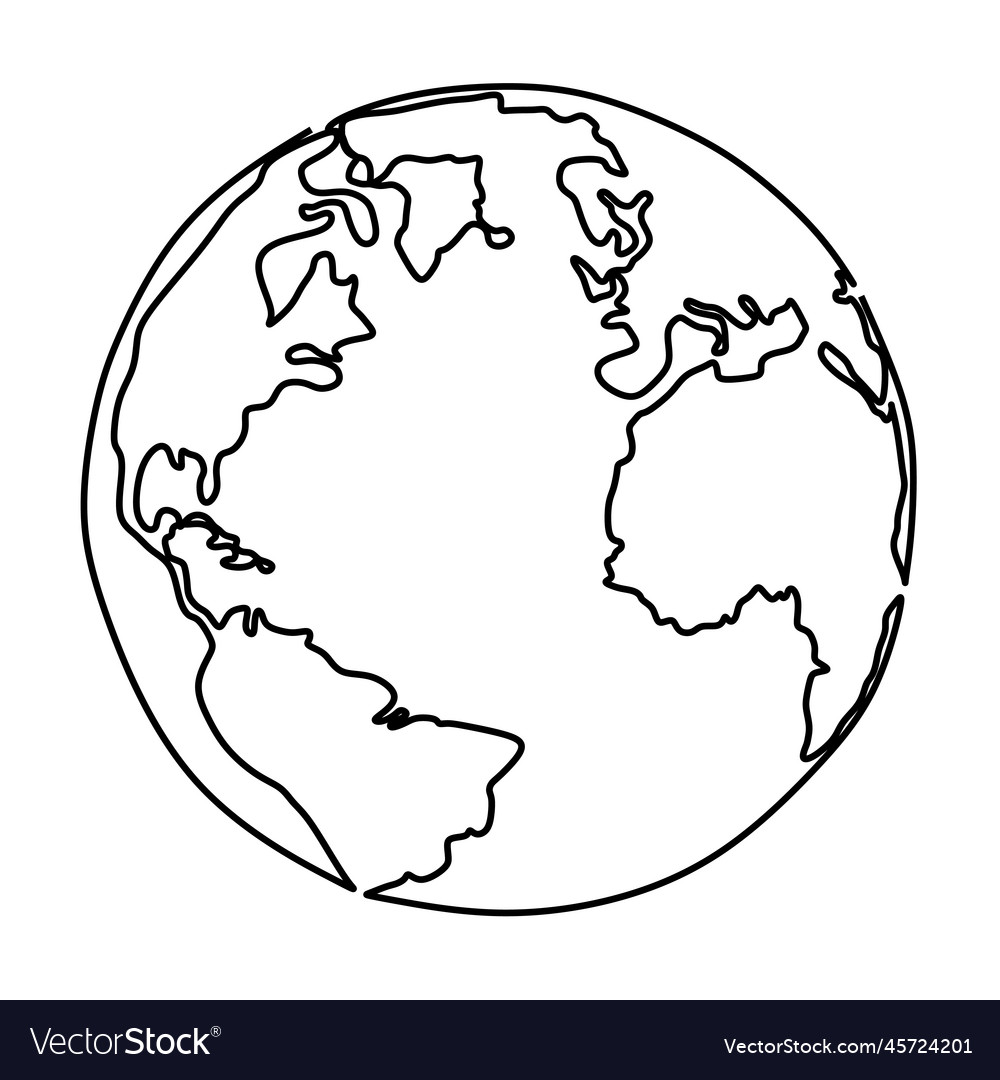 One line drawing of earth minimalist design Vector Image