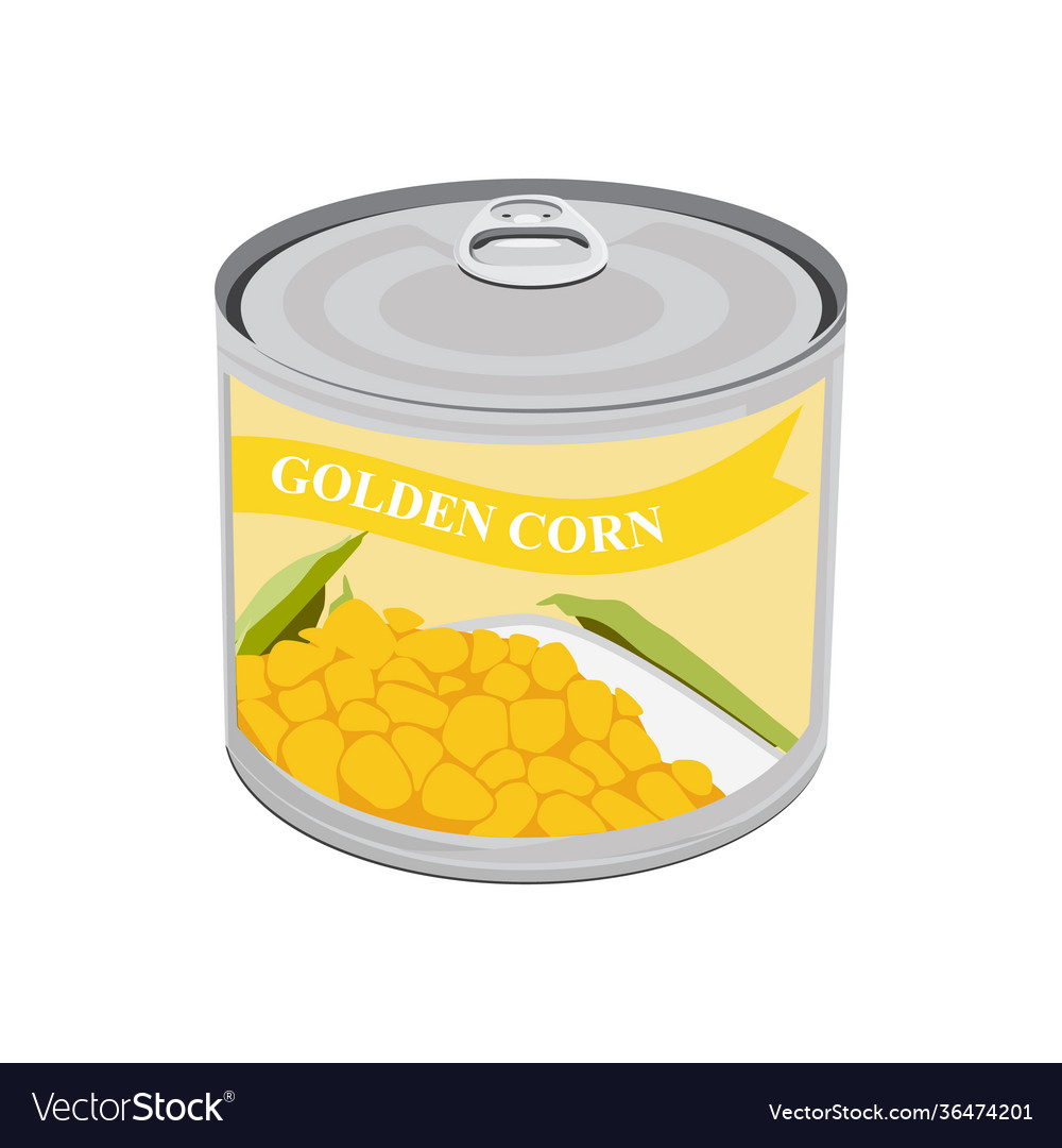 Organic canned golden corn can isolated on white