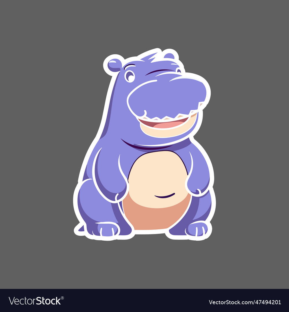 Sticker of purple hippopotamus isolated on grey