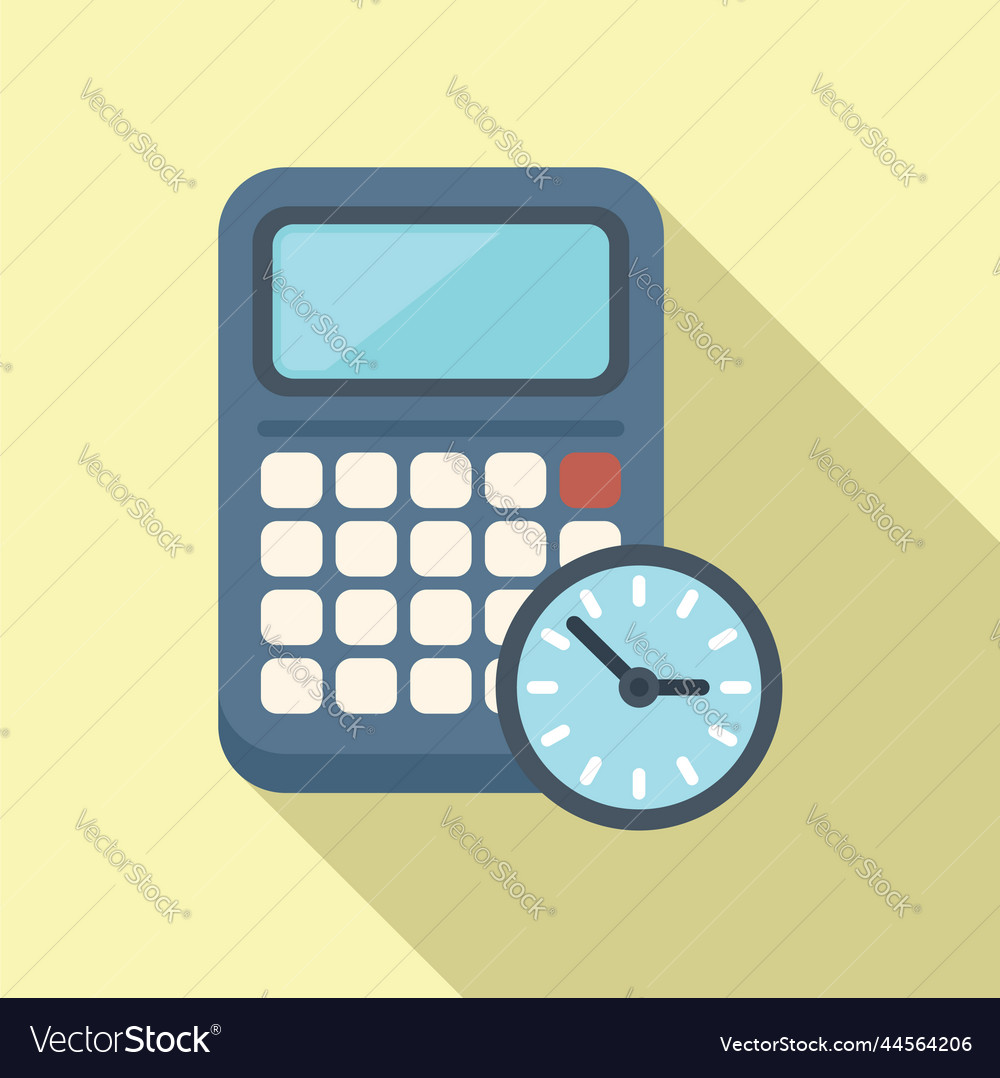Calculator time icon flat clock project Royalty Free Vector
