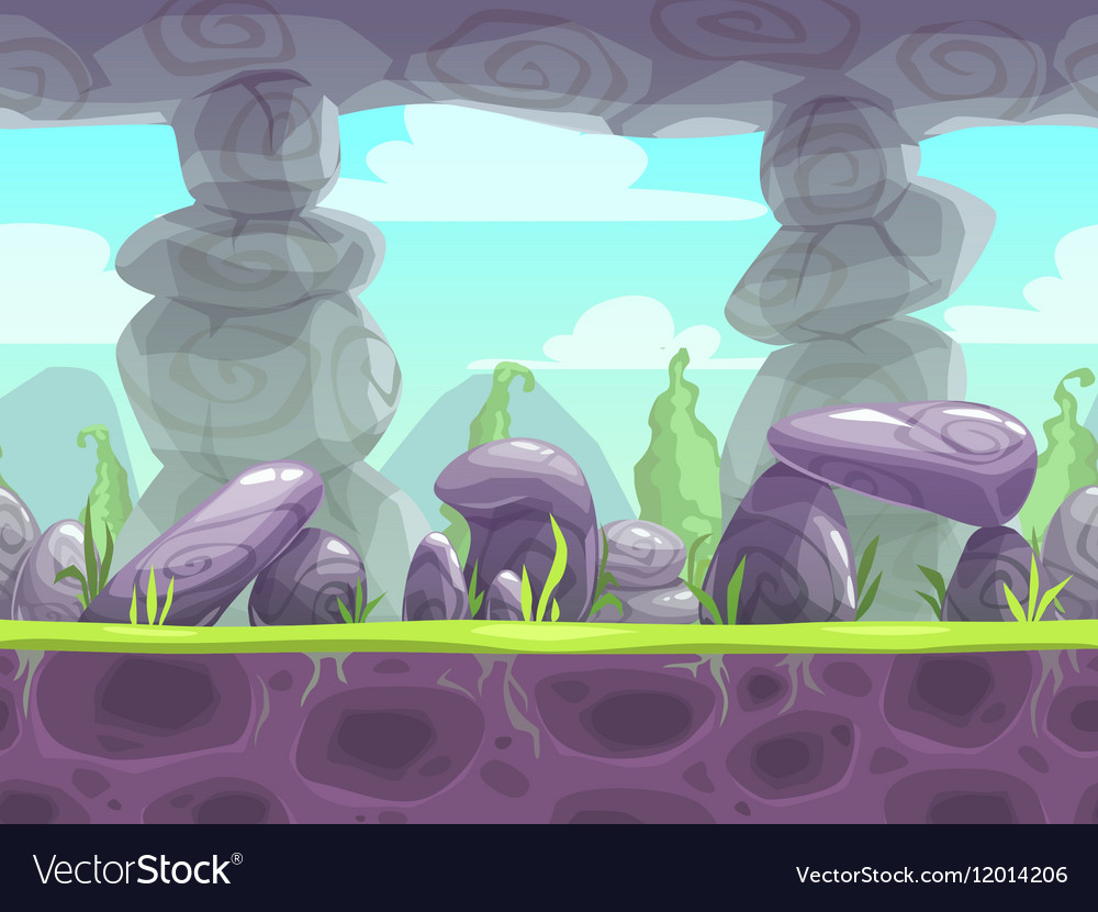 Cartoon fantasy seamless landscape Royalty Free Vector Image