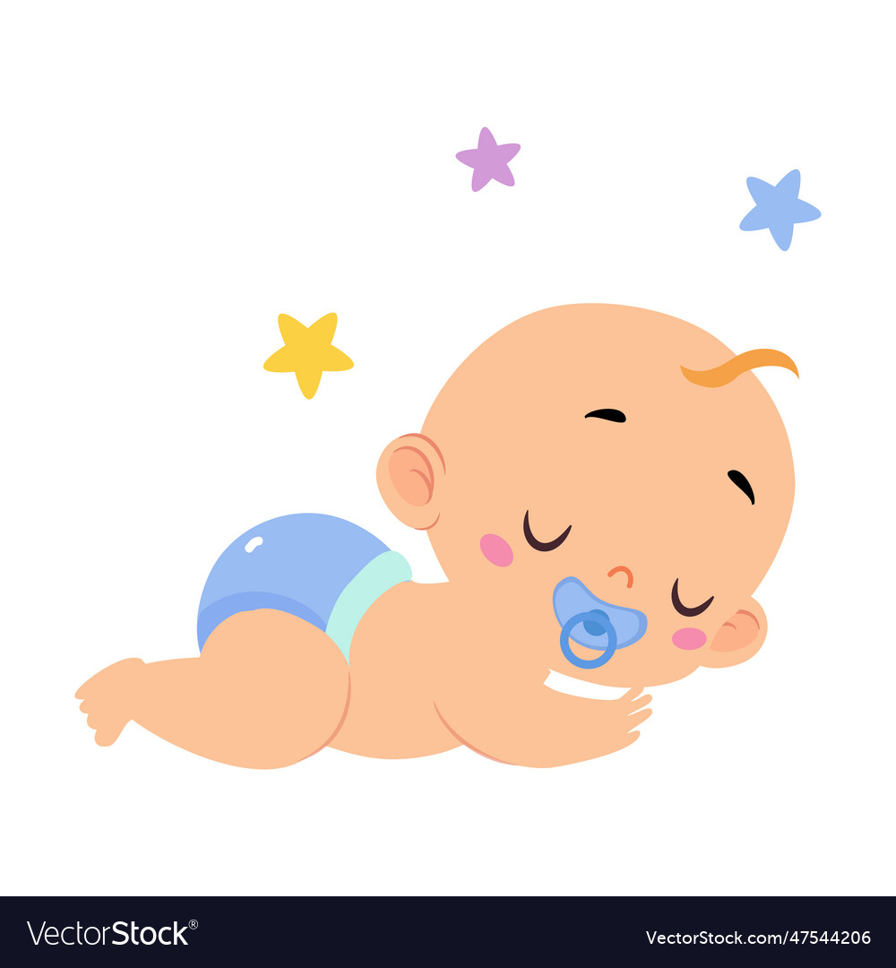 Cute little baby boy or infant in blue diaper Vector Image