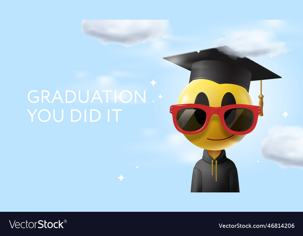 Graduation poster cartoon emoji wearing Royalty Free Vector