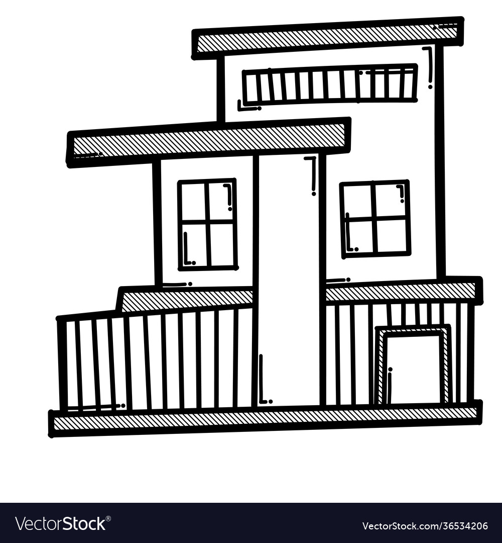 House building doodle icon drawing sketch hand Vector Image