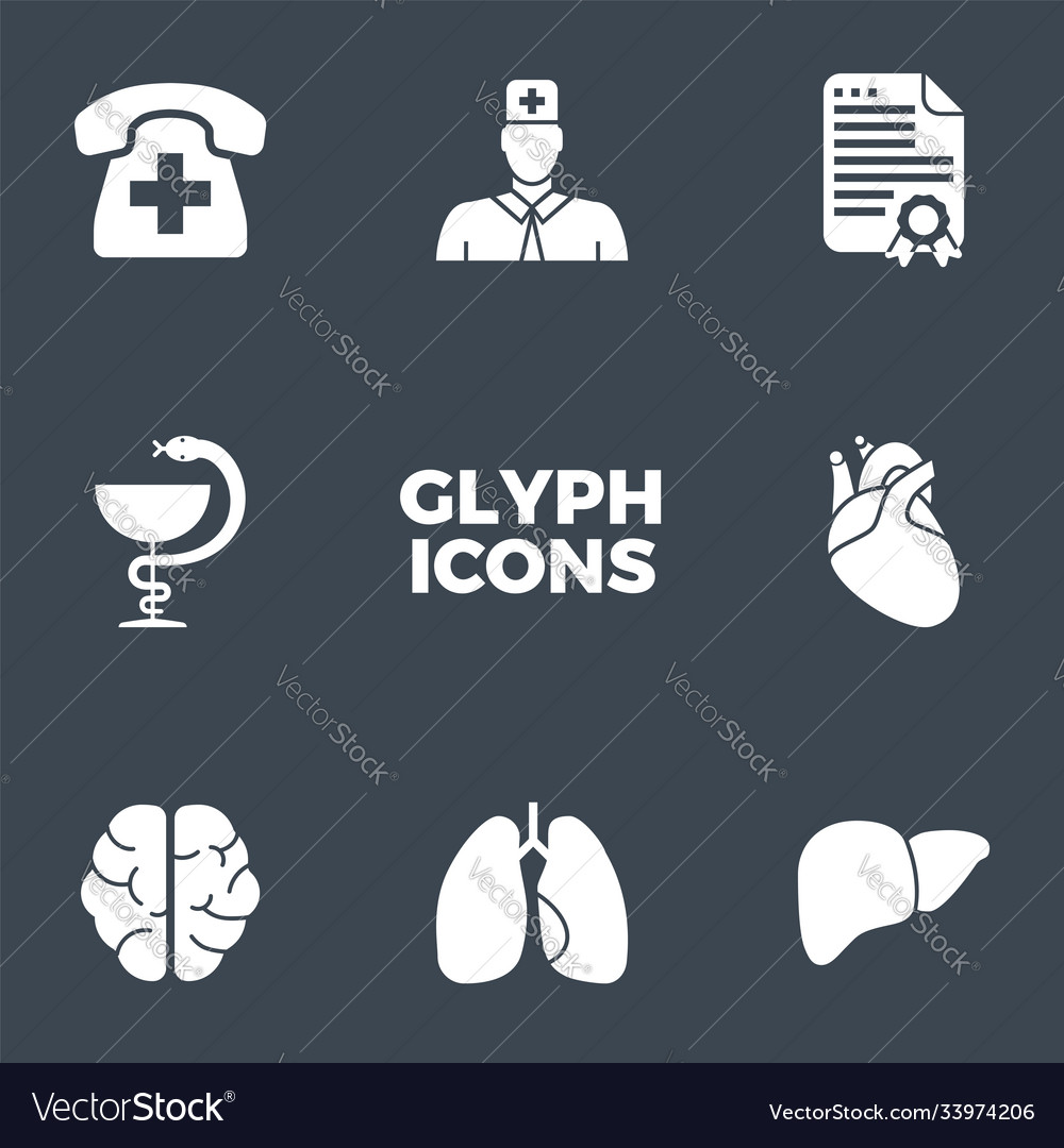 Medical glyph icons set