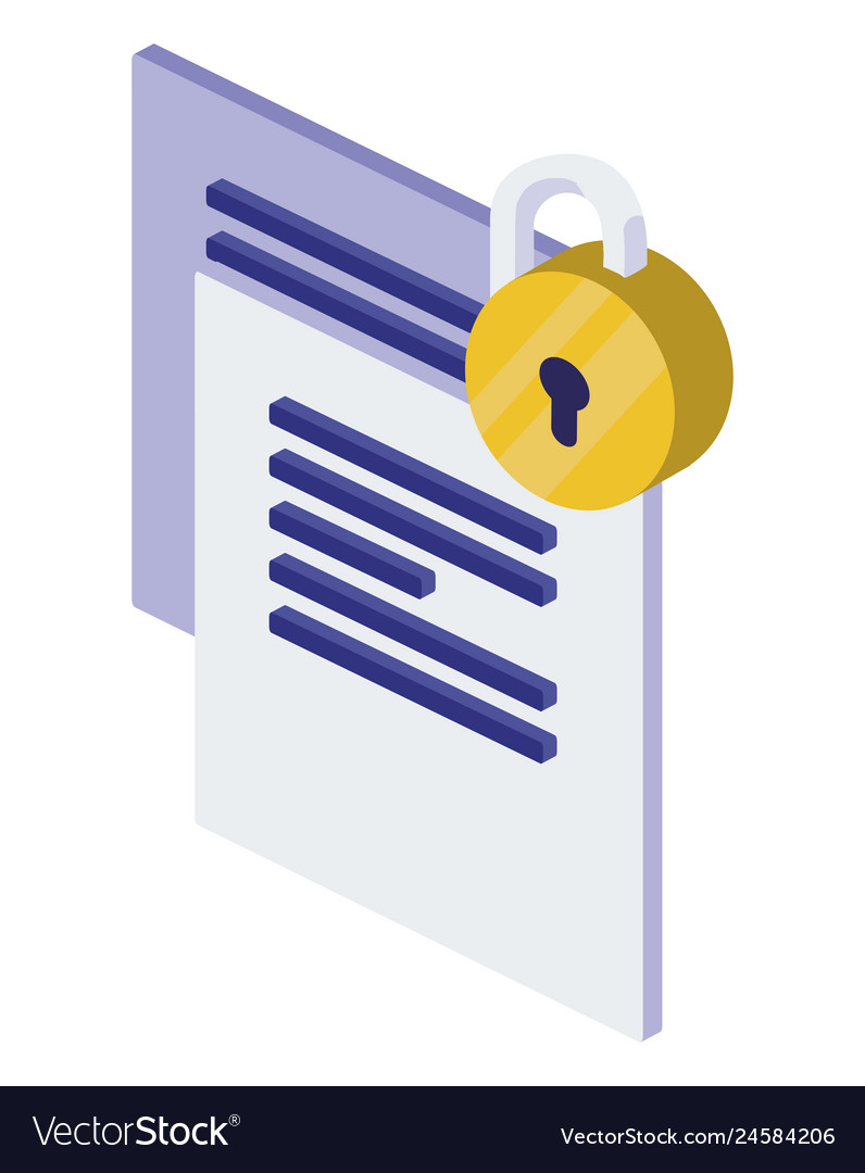 Paper document with padlock