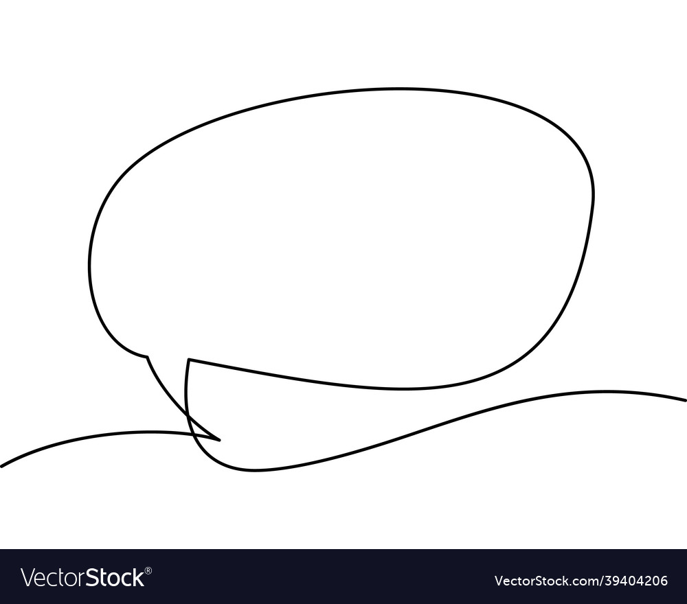 Speech bubble continuous one line drawing