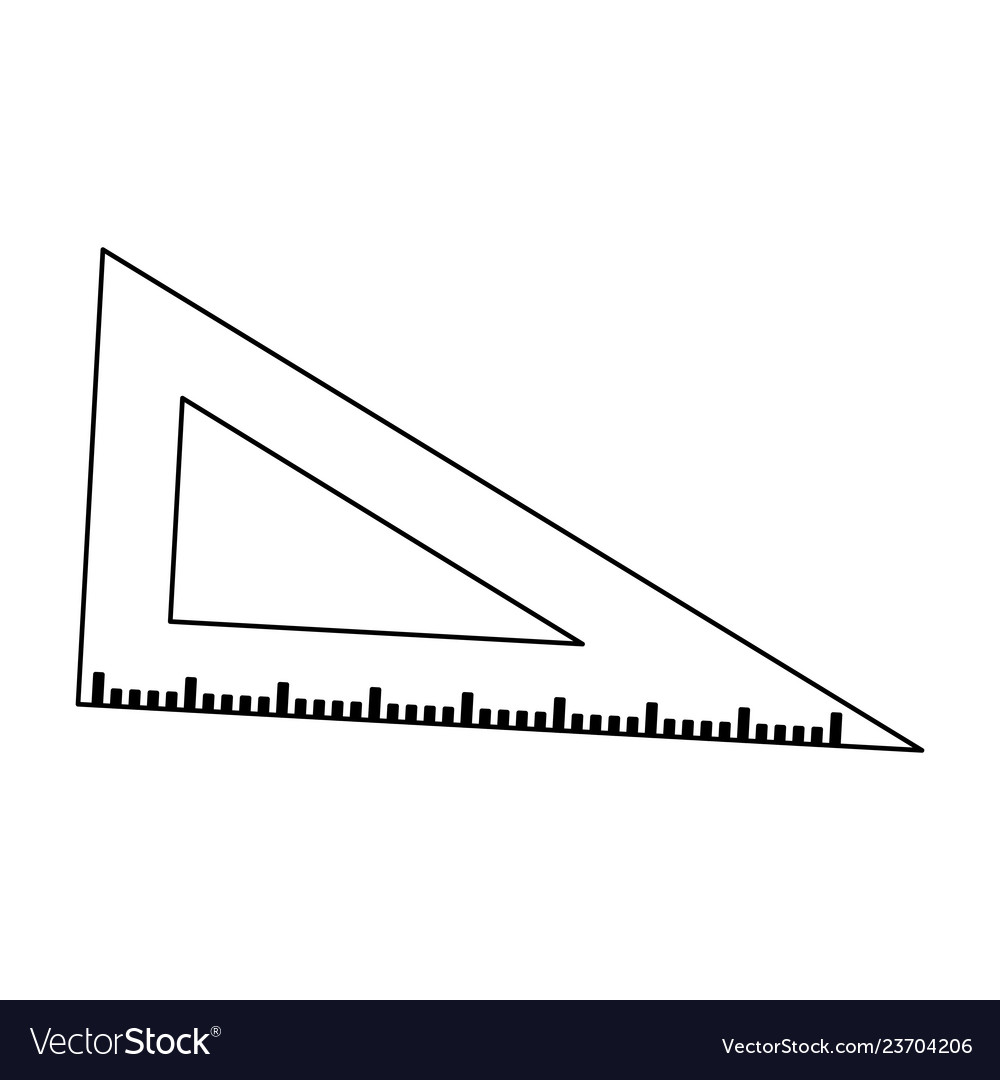 Triangle ruler symbol black and white Royalty Free Vector