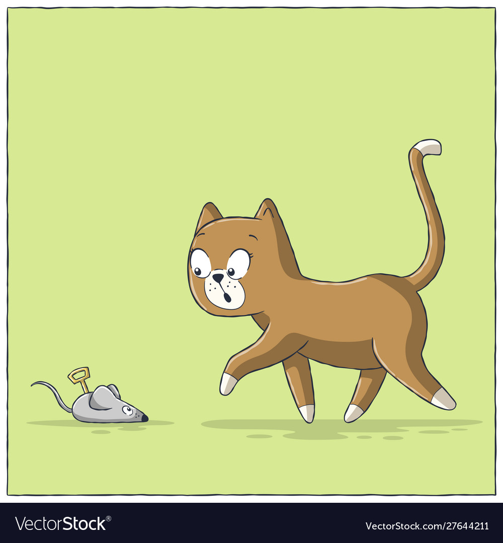 Cat finds toy mouse Royalty Free Vector Image VectorStock