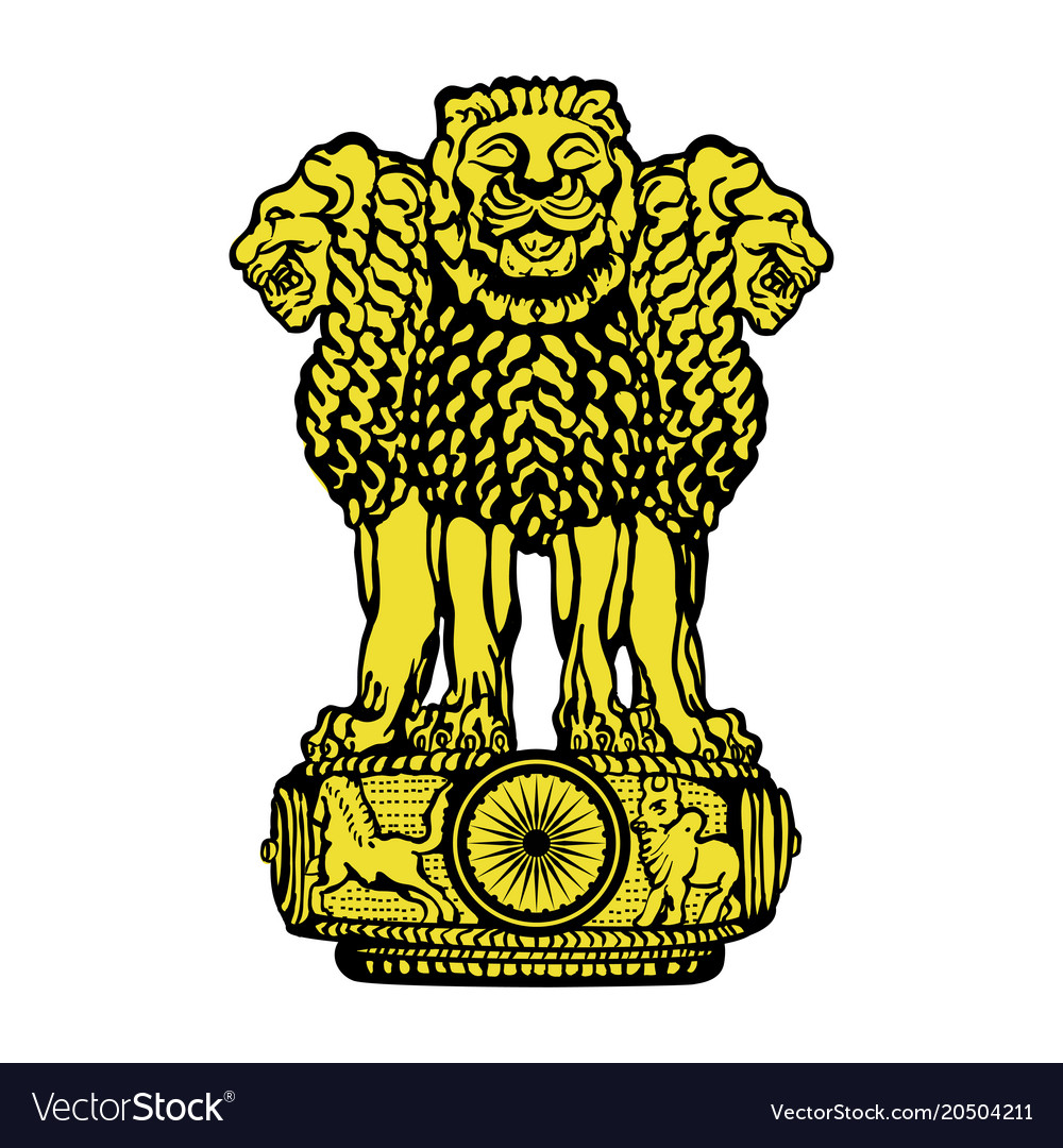 Emblem of india black and white Royalty Free Vector Image