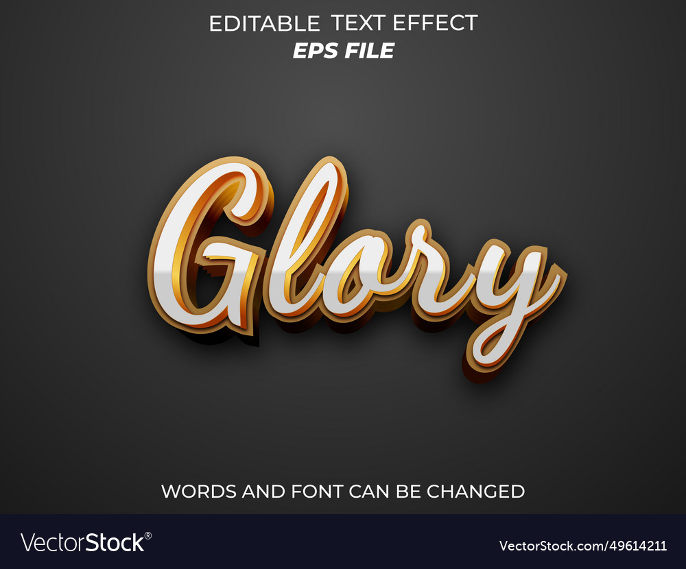 Glory text effect font editable typography 3d Vector Image