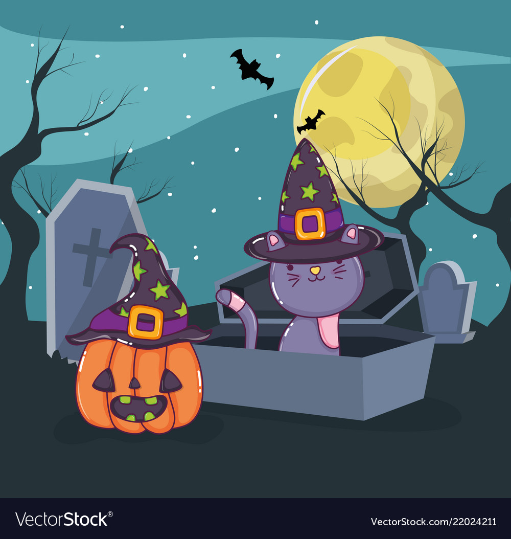 Halloween niedliche Katze Cartoons