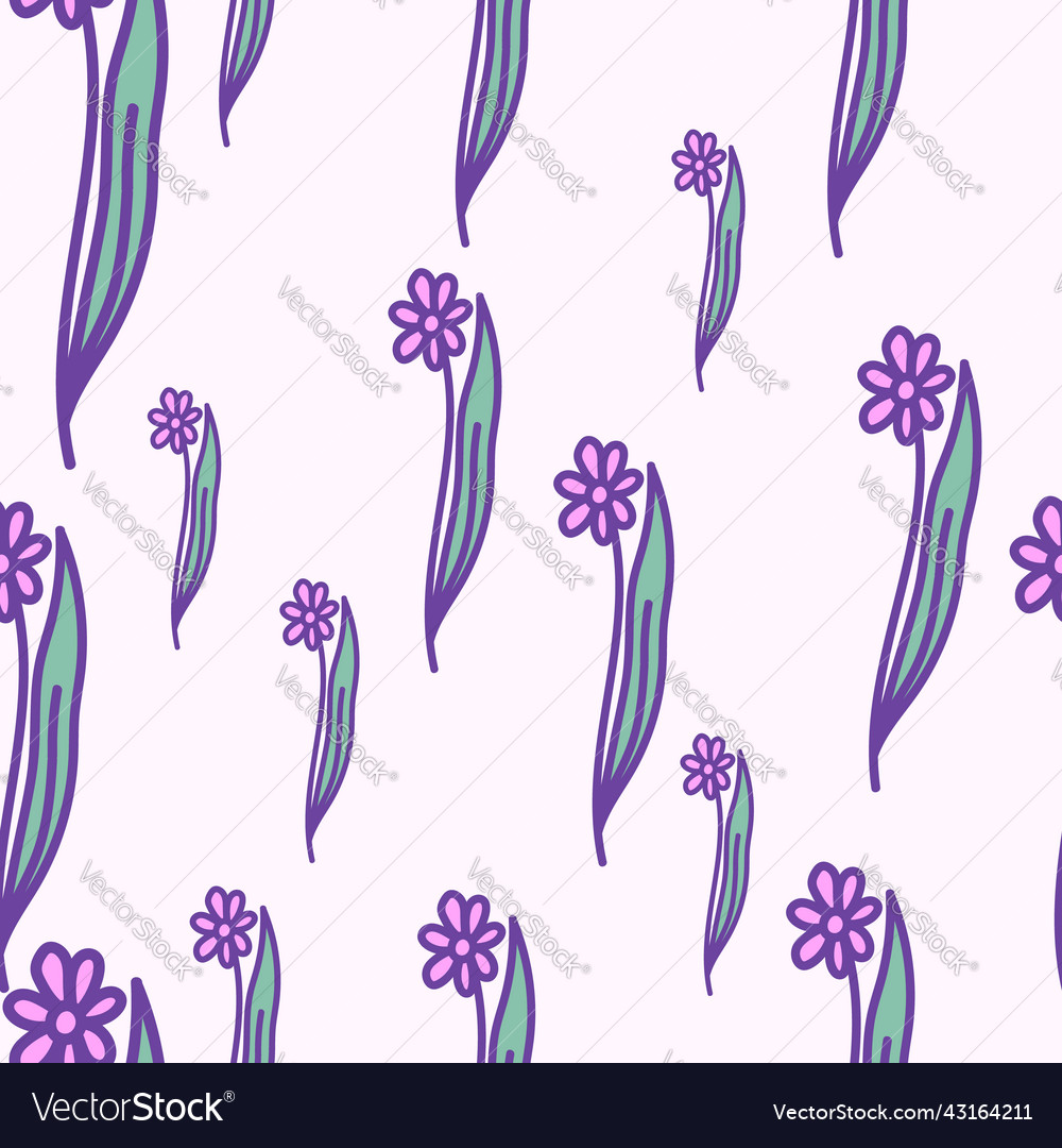 Hand drawn flower seamless pattern simple floral