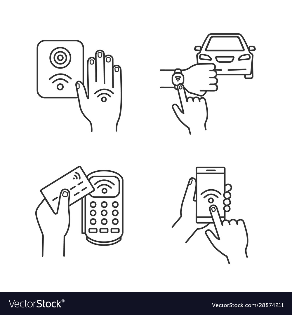 Nfc Technologie lineare Icons Set