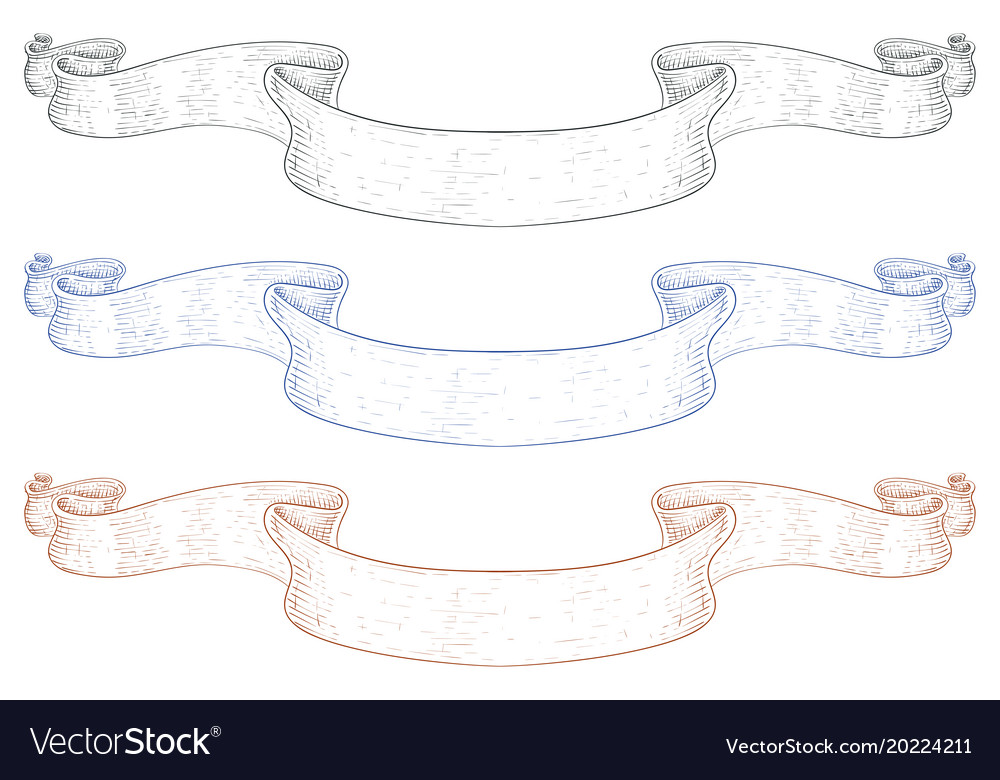 Ribbon banners colored set of scrolls hand drawn