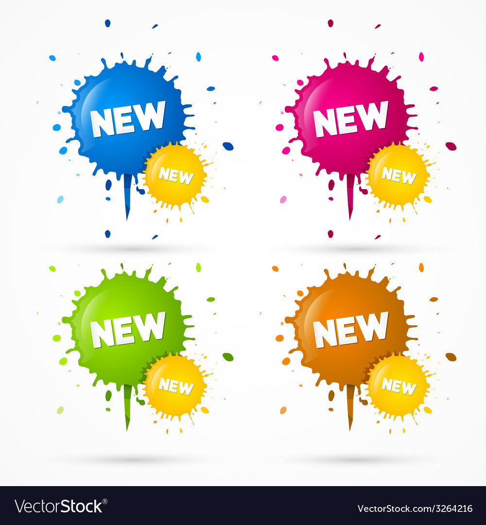Blue Orange Pink and Green Stickers Blots Stains Vector Image