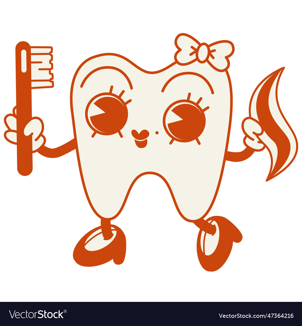 Cartoon cute happy tooth girl Royalty Free Vector Image