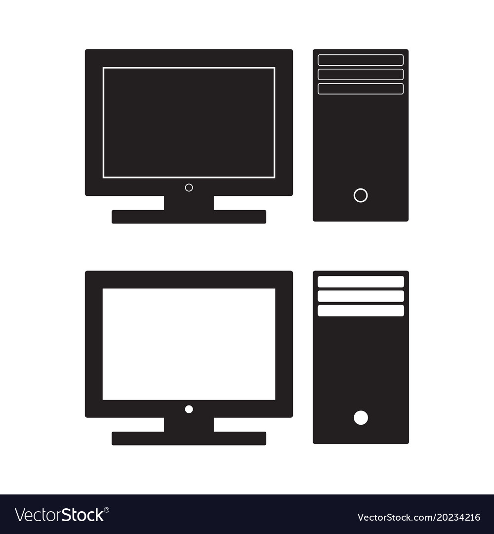 Computer Desktop Icon Pc Flat Sign Royalty Free Vector Image