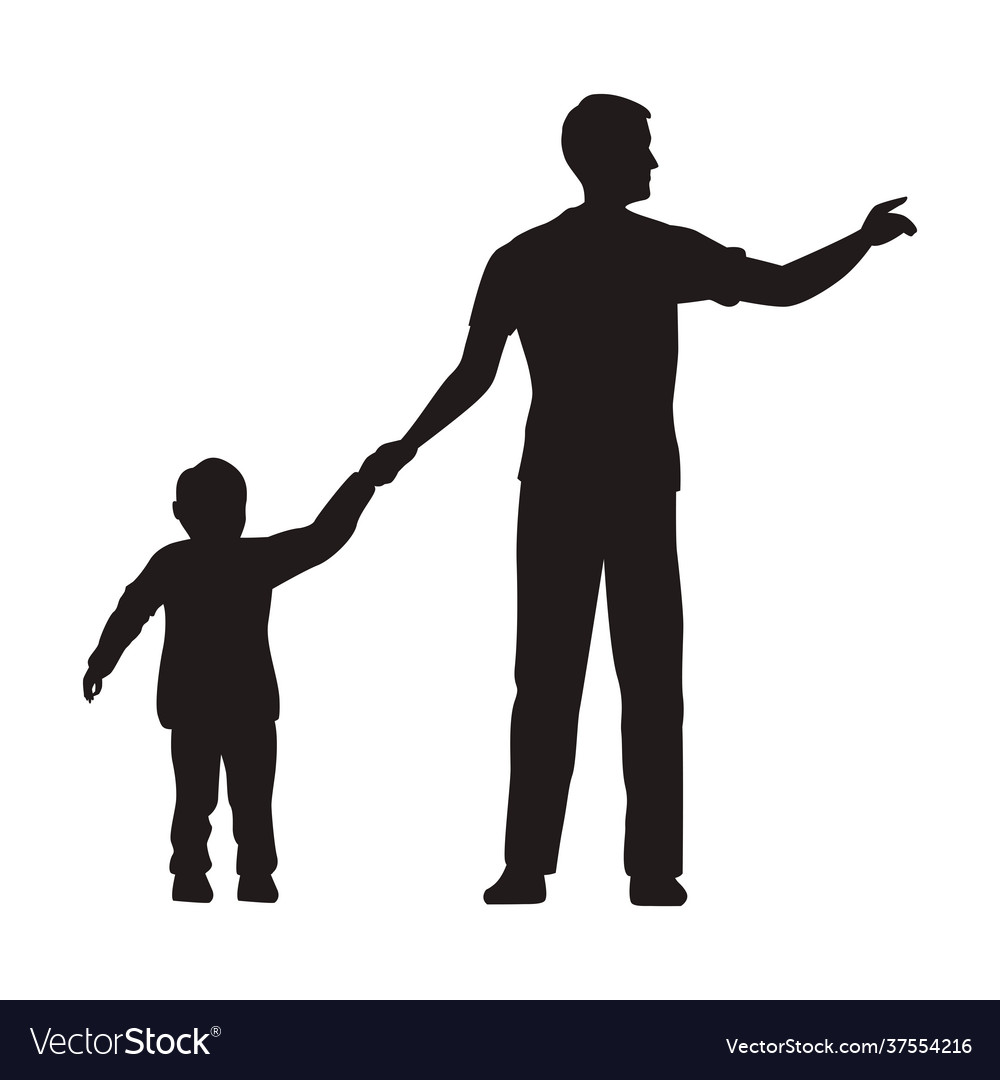 Daddy and son silhouettes Royalty Free Vector Image