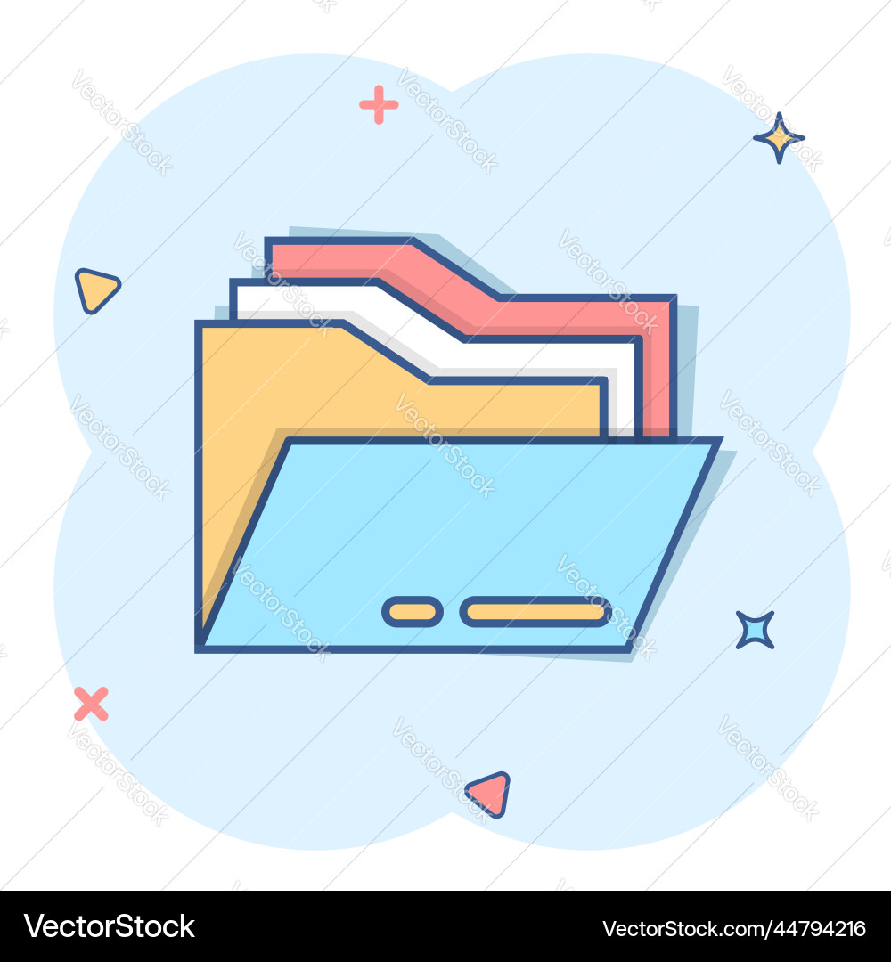 File folder icon in comic style documents archive Vector Image