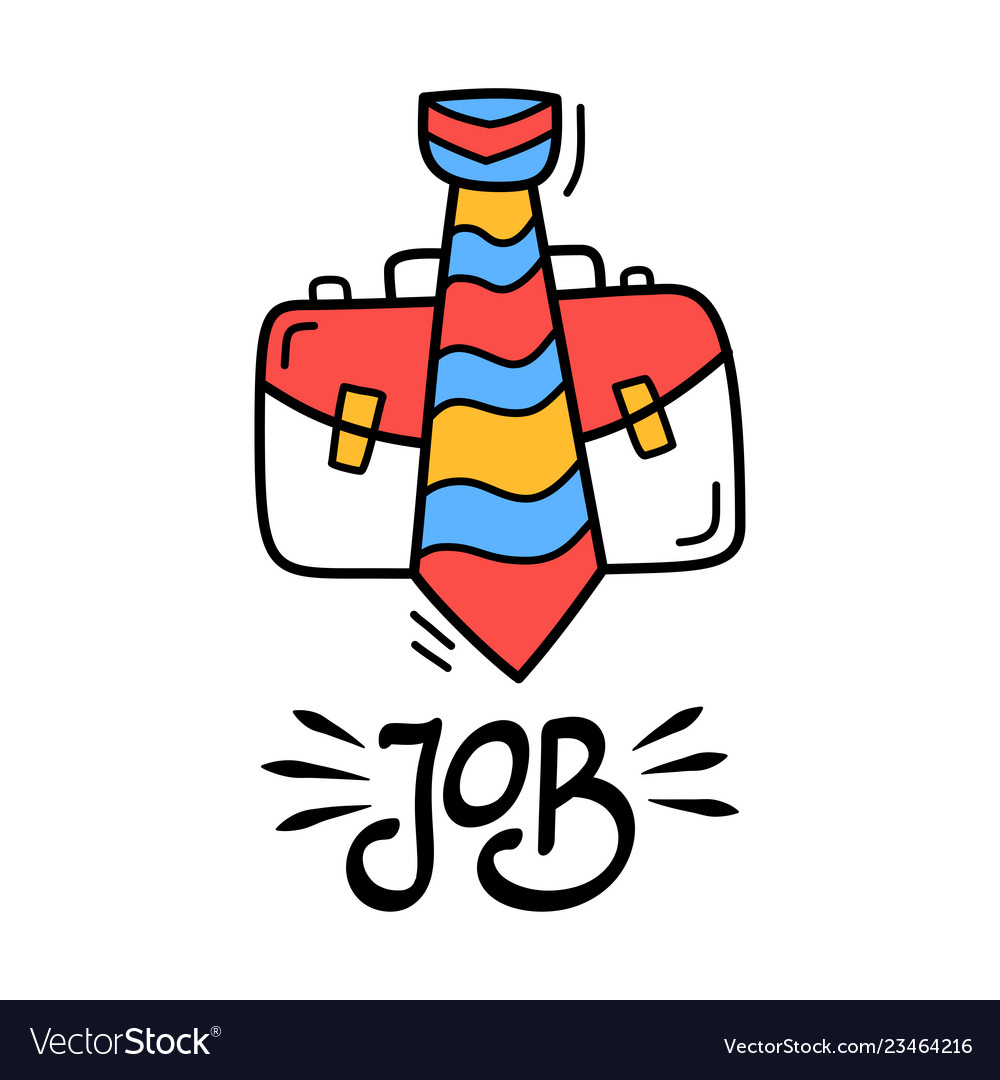 hand draw doodle job portfolio and tie education vector image job portfolio